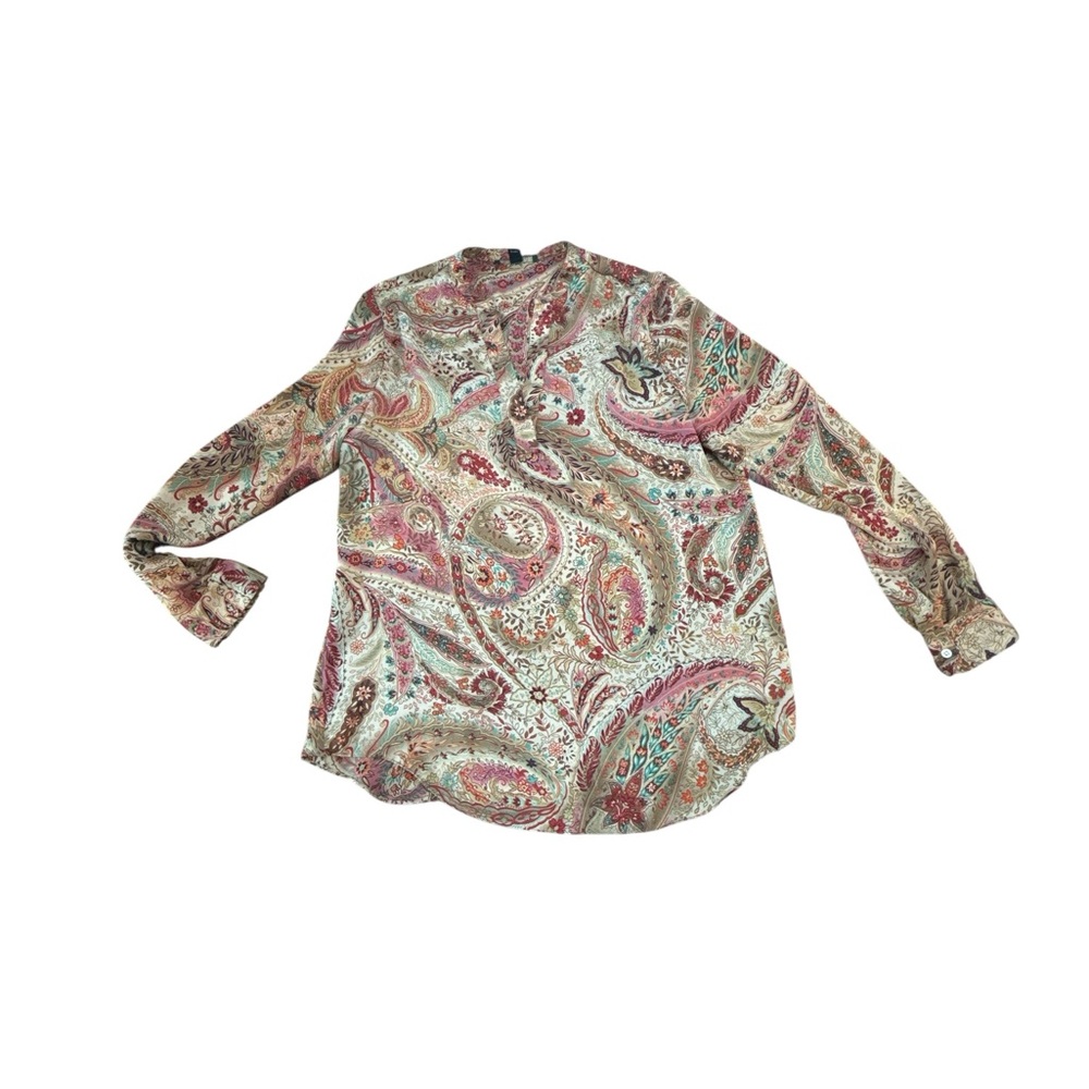 Lauren Ralph Lauren Paisley Print Blouse Medium Boho Classic Designer